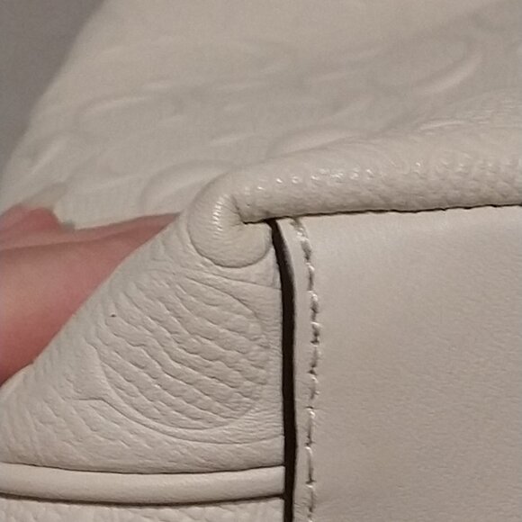 COACH Ava Chain Signature Leather Tote in Chalk, Debossed - Picture 12 of 16